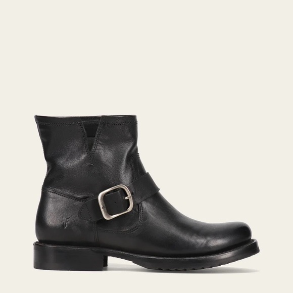 Frye Shoes - Frye Veronica Flex Leather Moto Combat Ankle Bootie Black Size 8